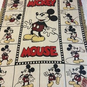 Disney Mickey 100% Cotton Tapestry Throw Blanket Made in USA VTG